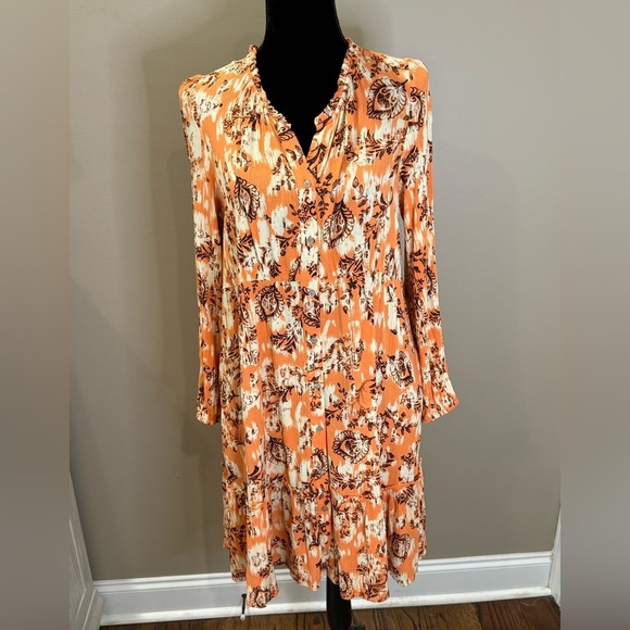 Women’s FRYE Ruffle Neck Front Button Dress- size medium - Picture 3 of 8